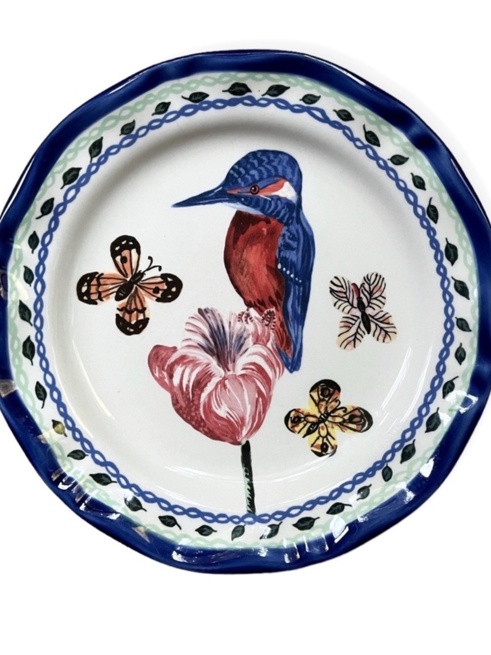 Nathalie Léte Hummingbird 10” Dinner Plate Anthropologie Rare Collectible